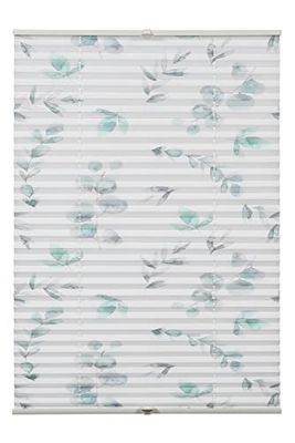 GARDINIA Concept Pleated Blind for Clamping or Gluing, Opaque Folding Roller Blind, Translucent, All Mounting Parts Included, Height Adjustable, Branch Pattern, White, 90 x 130 cm (W x H)
