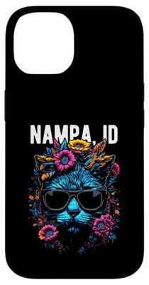 Nampa Idaho Cat Wearing Sunglasses and Flowers Design Case for iPhone 14