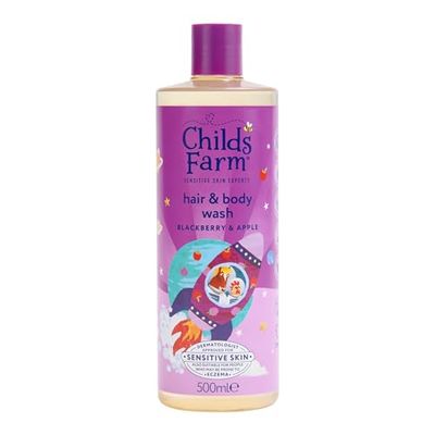 Childs Farm Kids Hair & Body Wash, Blackberry & Apple | Tear-free, Gently Cleanses | Suitable for Dry, Sensitive Skin, 500ml