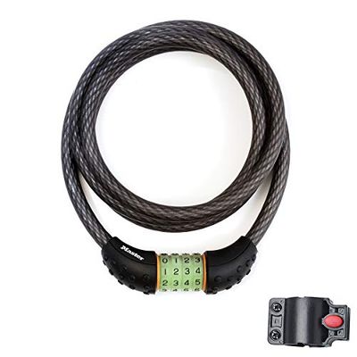 Master Lock Lucchetto Bici, Combinazione Fosforescente, 1.8 m Cavo, Esterno, Staffa di Fissaggio, 8190EURDPRO