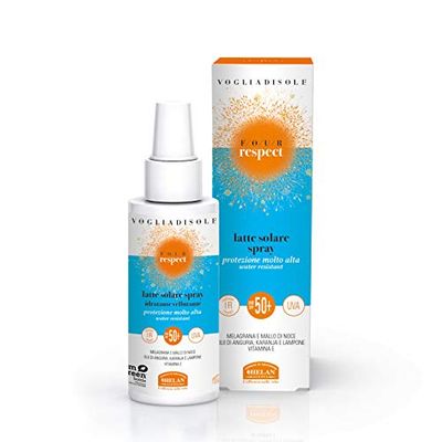 Helan, Sole Bimbi, Leche Spray Solar 50+, Crema Solar Facial 50+ Anti Eritema - Crema Solar Corporal contra Quemaduras, Protege contra Rayos UVB y UVA - Resiste al Agua, con Vitamina E - 100 ml