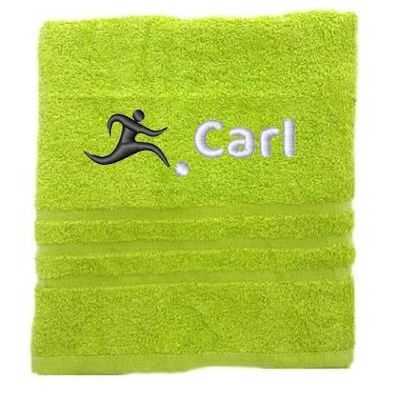 Asciugamano personalizzato con nome Nome sportivo splendidamente ricamato Asciugamano da bagno Asciugamano in cotone 100% personalizzato con nome (140 x 70 cm, Calcio 2)