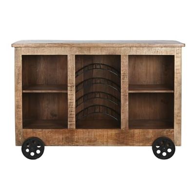 MUEBLE BAR MANGO METAL 145X53X100 RUEDAS NATURAL