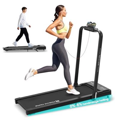 Mobvoi Home 3 in 1 opvouwbare loopband met 6% helling loopmat 2,5 pk compacte draagbare loopband onder bureau met afstandsbediening LED-display voor thuiskantoor 120 kg 12 km/u