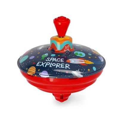 Legami - Peonza Spin Me Round, Juguete Mini peonza, Tema Space Explorer, Universo Nave Espacial, Gadget Regalo cumpleaños, Juego para niños, diámetro 13 cm