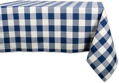DII Toalha de mesa 100% algodão, lavável na máquina, jantar e férias, guardanapo / caminho de mesa, Navy & Cream Buffalo Check, 60 x 84 polegadas
