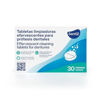 Tabletas limpiadoras para prótesis dental Senti2 caja 30 unidades