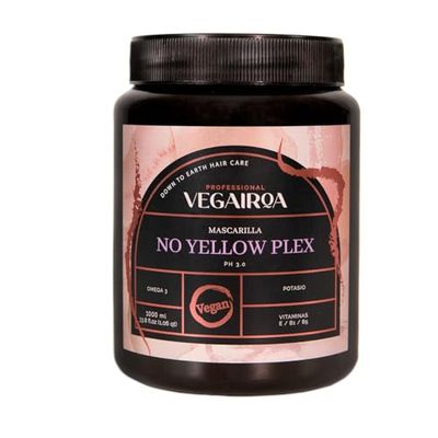 VEGAIROA - No Yellow Plex Maschera - Maschera neutralizzante per i toni gialli e arancioni - Idratazione profonda - Pigmento viola - Per bionde decolorate Vegan Professional Hairdressing- 1000ml