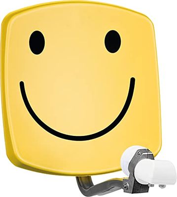 TechniSat DIGIDISH 33 Satellietkom voor 2 deelnemers (33 cm kleine satellietinstallatie - complete set met wandhouder en Universal Twin-LNB) smiley-geel