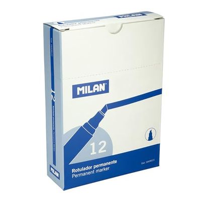 MILAN® Caja 12 rotuladores permanentes punta biselada azul