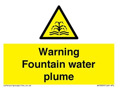 Warning Fountain water plume Sign - 100x75mm - A7L
