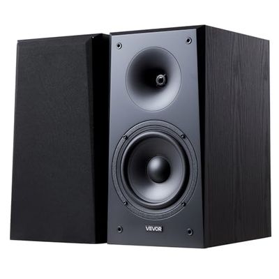 VEVOR 1 Par 300 W Altavoz Pasivo de Estantería, 199 x 300 x 390 mm Estéreo de Escritorio con Rejilla Extraíble y Carcasa de Madera, Respuesta de Frecuencia de 55 Hz a 20 kHz Ideal para el Hogar