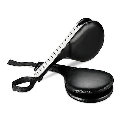 Relaxdays Manoplas de Mano (2 Unidades) Almohadillas de Taekwondo Set de 2, Cojines Dobles para Patadas, Kickpads, Artes Marciales, 51x18,5x8cm, Negro, Gomaespuma