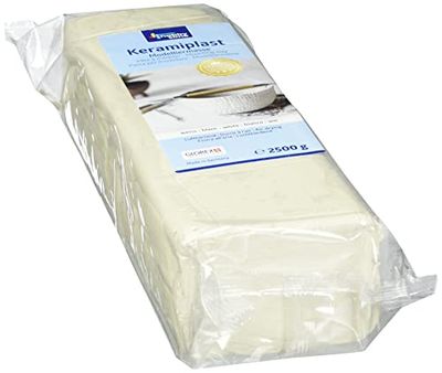 Glorex 301-Keramiplast, Argilla per Modellare indurente all'Aria, Bianca, Circa, pronta all'Uso e malleabile, a Base Naturale, Colore White, 2500 g, 6 8070 301