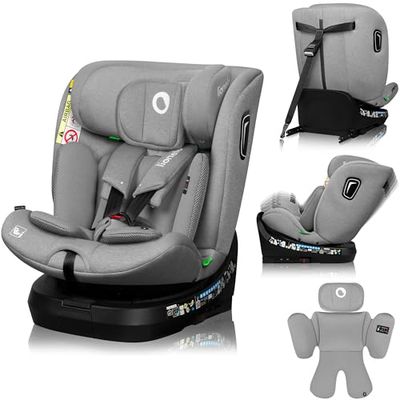 LIONELO BRAVE i-Size Silla Coche Giratoria 360o para Niños de 40 a 150 cm, Orientada Hacia Delante y Hacia Atrás, ISOFIX TopTether, Ajuste del Reposacabezas y del Respaldo Protección lateral (Grey)