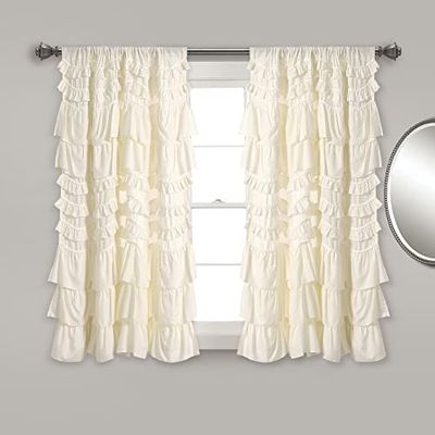 Lush Decor Kemmy Rideau de fenêtre (Simple), 160 cm de Long x 132,1 cm de Large, Ivoire
