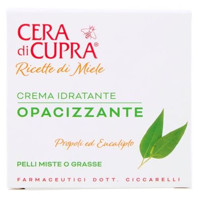 Cera di Cupra, Matt fuktgivande kräm, fräsch och lätt kräm, säkerställer rätt grad av hydrering i huden, tillverkad i Italien, dermatologiskt testad, 50 ml burk