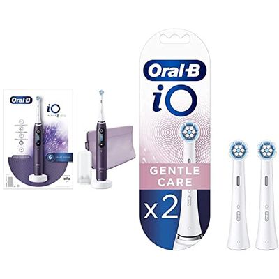 Oral-B iO 8 Cepillo de Dientes Eléctrico con Mango Recargable, Tecnología Magnética de Braun, 1 Cabezal de Recambio & iO Gentle Care Recambios Cepillo de Dientes Eléctrico Blanco - Originales