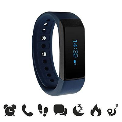 endubro i5 plus fitnessarmband – fitness tracker – smart armband – SmartWatch för Android smartphone och iPhone, stegräknare, push-meddelande och ringare – ID-varning (blå)