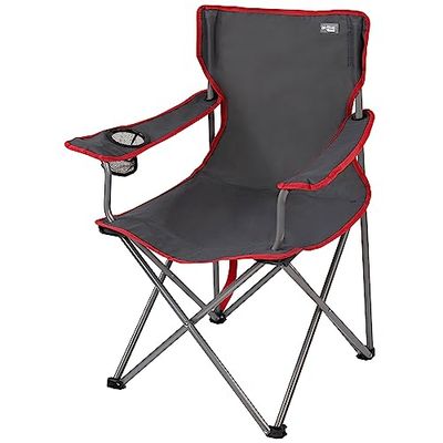 Aktive 52877 - klapstoel campingstoel grijs | afmetingen 64,5 x 49,5 x 82 cm | campingstoel, tuin, terras | maximaal gewicht 110 kg | incl. onderzetters en armleuningen | ademend weefsel en versterkte naden