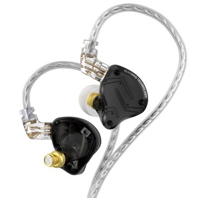 KZ ZS10 Pro X w monitorze dousznym, ulepszone słuchawki 4BA 1DD KZ, słuchawki gamingowe, IEM, ze stopu twarzy, zdejmowane, posrebrzane, wpuszczane, 0,75 mm, 2-pinowy kabel dla audiofilów, ciemne, bez