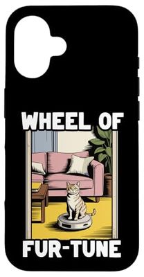 Wheel Of Fur-Tune Cat On Robot Vacuum Cleaner Cat Case for iPhone 16