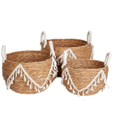 Romimex Lot de 3 paniers naturels