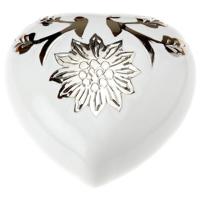 Urns UK Hand Crafted Cremation Memorial Heart Keepsake Urn Brampton White 3" Keepsake