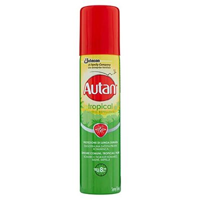 Autan Tropical Spray Insetto Repellente e Antizanzare Tigre, Comuni e Tropicali, 1 Confezione da 100 ml, Protezione di Lunga Durata