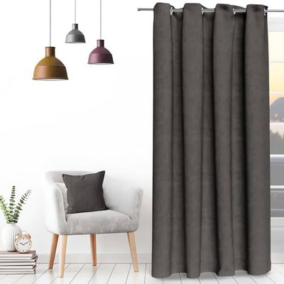 Soleil d'ocre Rideau for eyelets, eyelets, anthracite, 140 x 250 cm