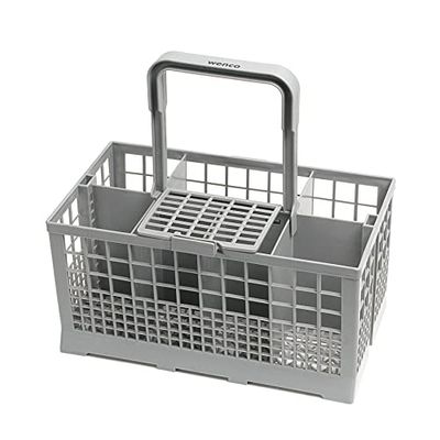 wenco Dishwasher Basket for Most Standard Dishwashers, Cutlery Basket for Dishwasher, Dishwasher, Removable Handle, Folding Grid Lid, Dimensions Including Handle 23.7 x 13.7 x 24.7 cm, Grey
