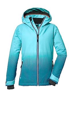 killtec Ragazze Giacca da sci impermeabile/giacca funzionale con cappuccio e ghetta antineve KSW 183 GRLS SKI JCKT, light turquoise, 128, 39905-000