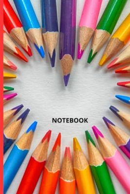 Valentines Notebook: Classic Gift For Her, Teens, Glossy Cover Journal with Crayons Arranged in The Shape of a Heart, Unruled/Plain/Blank/White 110 Pages with Small Heart Inside Each Page