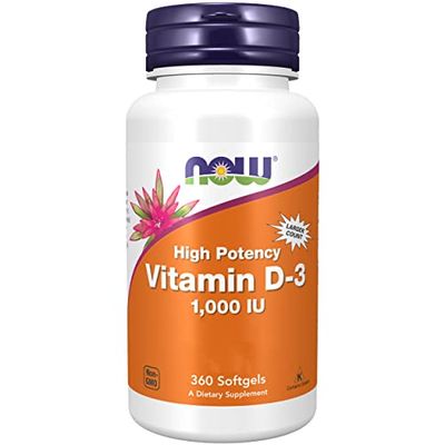 Now Foods, Vitamine D3, 1.000 IU, 360 Softgels, Testé en Laboratoire, Dose Élevée, Sans Gluten, Sans Soja