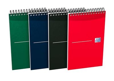 Oxford 125 x 200 mm Office Essentials Reporters Card Cover Wirebound Notebook Ruled 180 Page, Assorted Colours, 10 Notebooks, 100080497