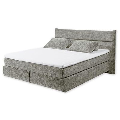 Stella Trading ZANDVOORT Cama con somier de 6 unidades, 180 x 200 cm, gris mezclado, cómoda cama doble con núcleo de muelles de 7 zonas, colchón reversible y colchón de espuma fría, 208 x 118 x 215 cm