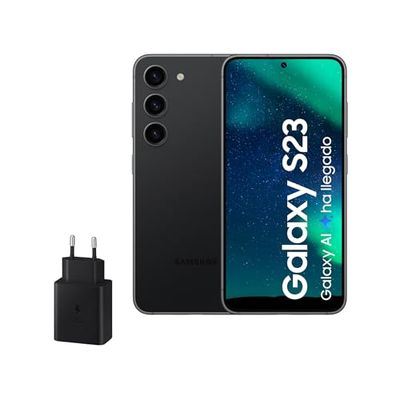 Samsung Galaxy S23, 256 GB + caricatore da 45 W, smartphone Android con IA, telefono cellulare sbloccato, colore nero (versione spagnola)