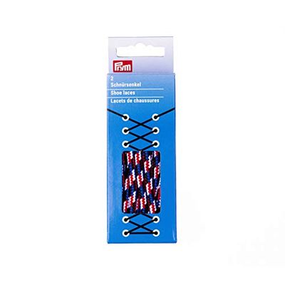 Prym Round Laces, Polyester, Blue/red/White, 5 mm x 120 cm