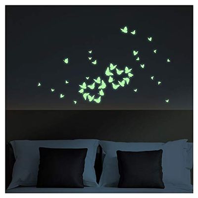 Ambiance Sticker Adesivi fosforescenti | Adesivo luminoso farfalle - Decorazione murale Fluorescente | 35 x 35 cm