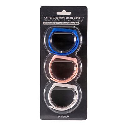 Friendly License - Pack de 3 Correas Compatibles con Xiaomi Mi Band 7 - Elaboradas con Silicona Resistente - Colores Blanco, Azul y Rosa - Pulseras de Repuesto