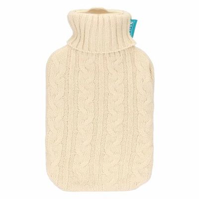 THUN - Boule d'eau chaude avec couverture en tricot jaqard embbracciAMI, tourterelle