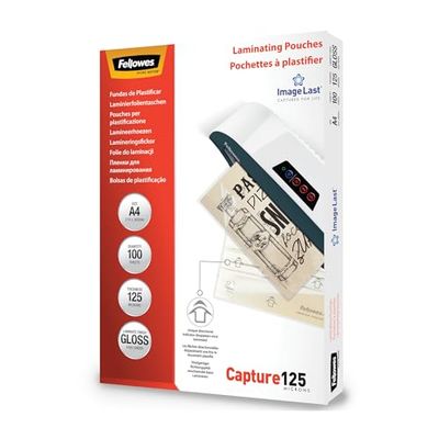 Fellowes Pochette De Plastification A4 125 Microns Pack De 100 Feuilles Plastifieuse A4 Finition Brillante Aspect Haute Qualité Photos Affiches Loisirs Créatifs Technologie ImageLast Capture 125