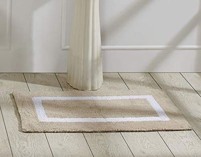 Better Trends 100% algodón en patrón de Pista de Carreras, Arena y Blanco, Rectangular de 21 x 34 Pulgadas