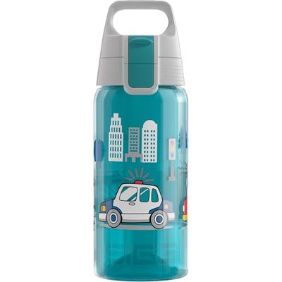 Sigg - Gourde Enfant - Viva Police - Convient Aux Boissons Gazeuses - Étanche - Lavable Au Lave-Vaisselle - Sans BPA - Pour École & Sport - Aqua - 0,5L