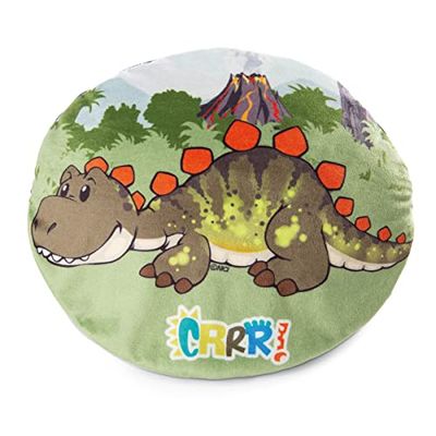 NICI Cousin Dinosaure Fossily 32 x 26 cm – Coussin Douillet Ovale avec Un Motif de Dinosaure, se retourne et jouit d’Un Effet « Brille dans la Nuit », Coussin déco, 48820, Idée Cadeau, Multicolore