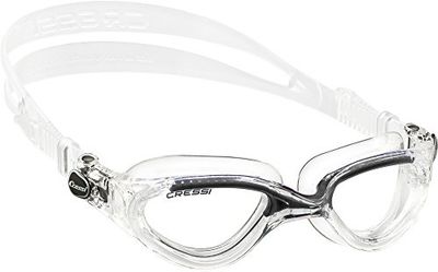 Cressi Flash Swim Goggles óculos de natação premium para adultos 100% anti-UV, transparente/preto, tamanho único