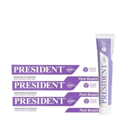 President KIT 3 DENTIFRICIO DEFENSE Antiplacca, Antibatterico, Antialitosi. Ideale per contrstare l'alito cattivo e come mantenimento dopo trattamenti d’urto alla Clorexidina. RDA 30. 3x75ml