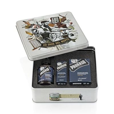 Proraso Set Barba Azur Lime, Set regalo uomo con Detergente Barba 200 ml, Olio Cura Barba 30 ml e Balsamo Cura Barba 100 ml, Cofanetto regalo uomo per la barba, Set regalo natale Made in Italy