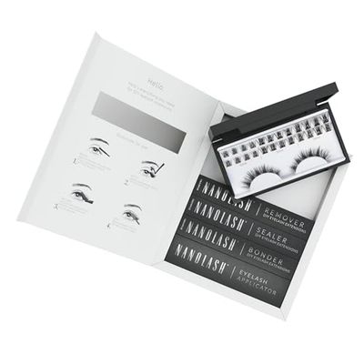 Kit de inicio de extensión de pestañas postizas en racimos en casa Nanolash - kit completo para aplicar pestañas DIY, extensiones pestañas en casa (Negro, HARMONY)