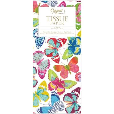 Caspari Lot de 4 feuilles de papier de soie Motif papillons 70 x 50 cm